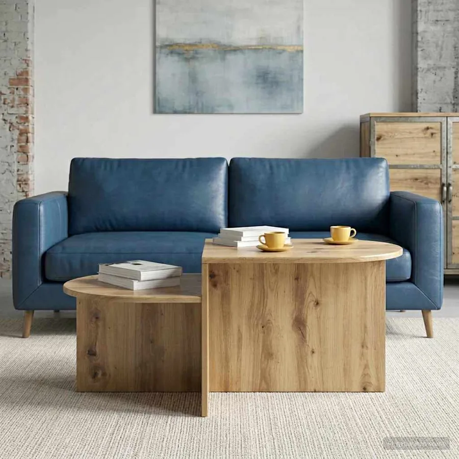 Table basse Chêne artisanal 100 x 50 x 40 cm Bois d'ingénierie