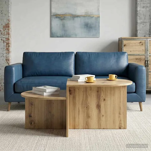Table basse Chêne artisanal 100 x 50 x 40 cm Bois d'ingénierie