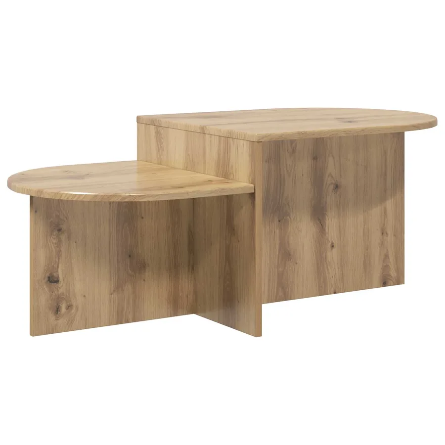 Table basse Chêne artisanal 100 x 50 x 40 cm Bois d'ingénierie - 2