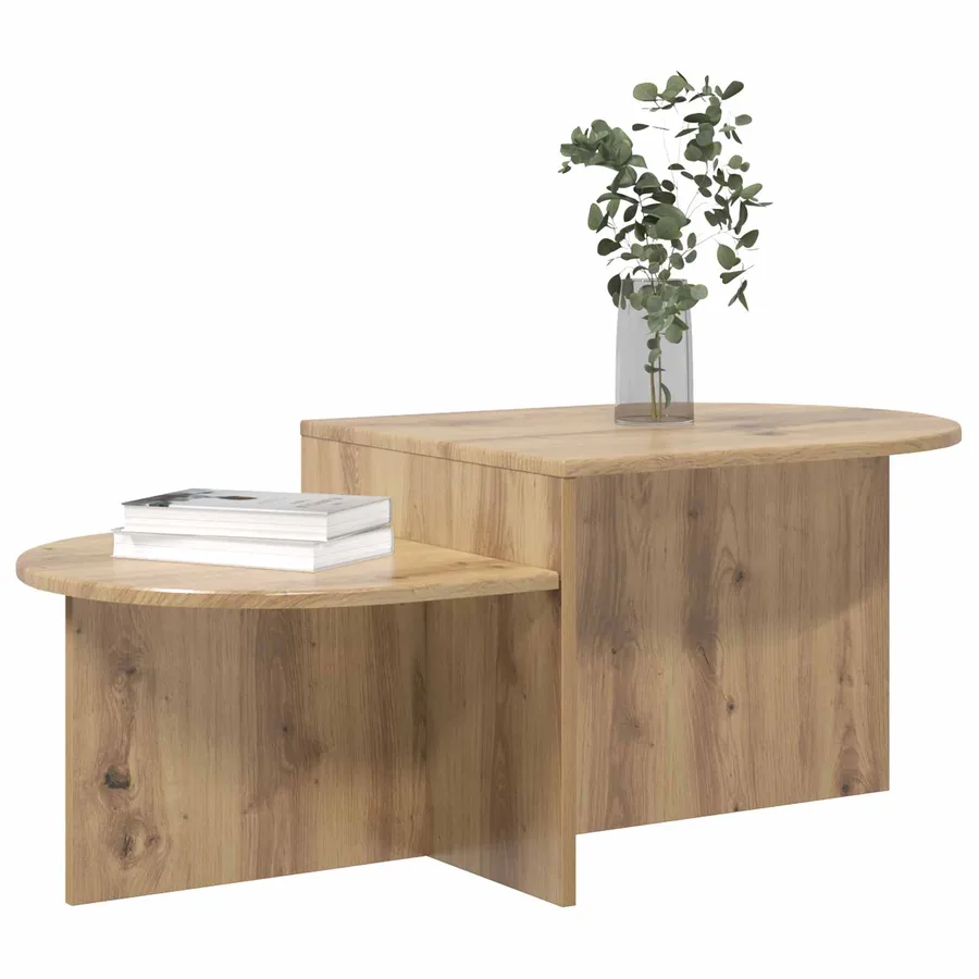 Table basse Chêne artisanal 100 x 50 x 40 cm Bois d'ingénierie - 3