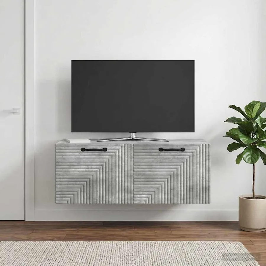 Meuble TV mural Gris béton 78,5 x 31 x 30 cm Bois d'ingénierie