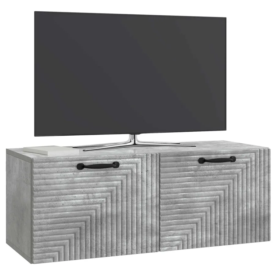 Meuble TV mural Gris béton 78,5 x 31 x 30 cm Bois d'ingénierie - 3