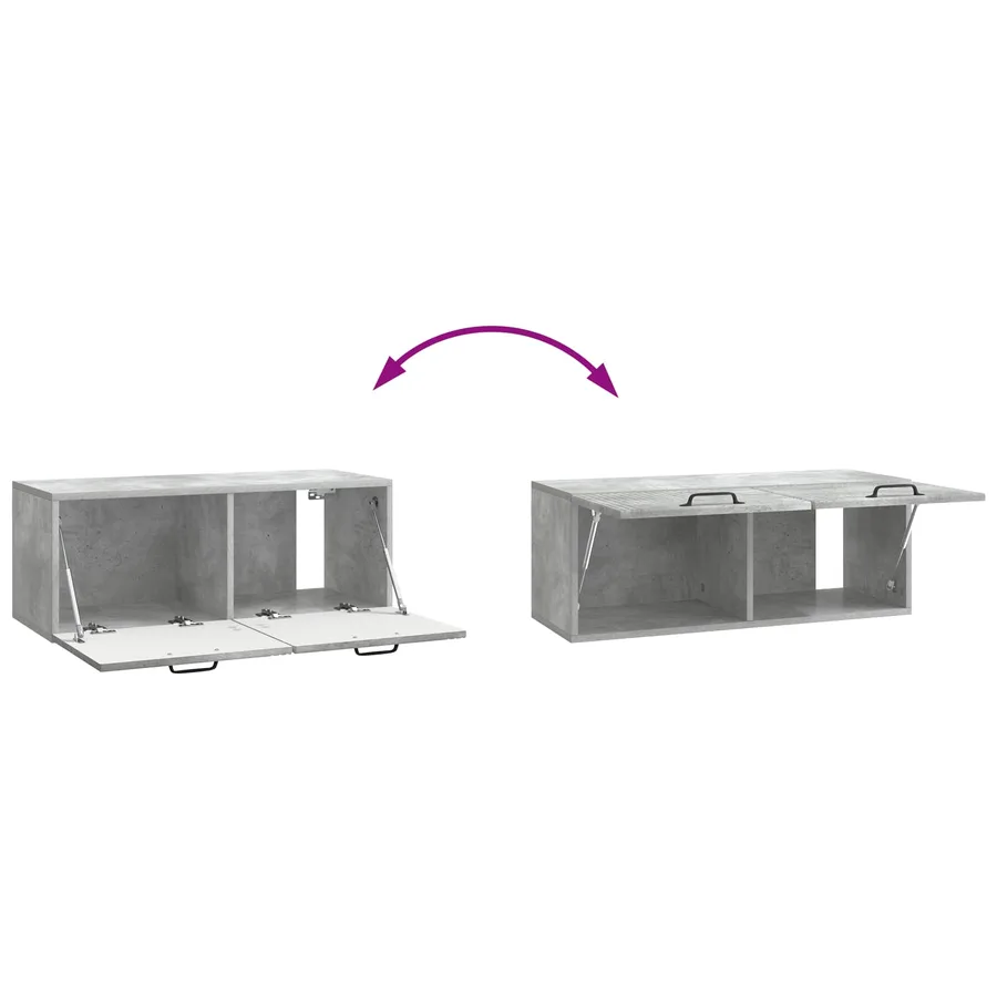 Meuble TV mural Gris béton 78,5 x 31 x 30 cm Bois d'ingénierie - 8