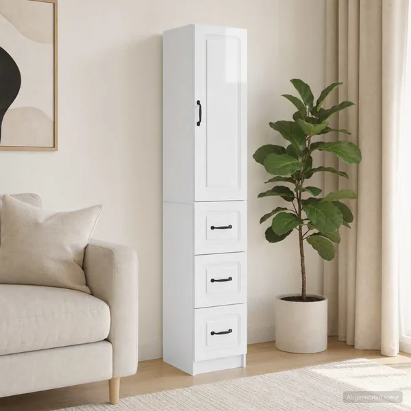 Ensemble de Meubles 2 pcs Blanc brillant 33 x 34,5 x 87 cm
