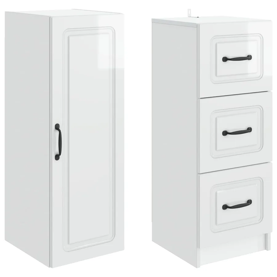 Ensemble de Meubles 2 pcs Blanc brillant 33 x 34,5 x 87 cm - 4