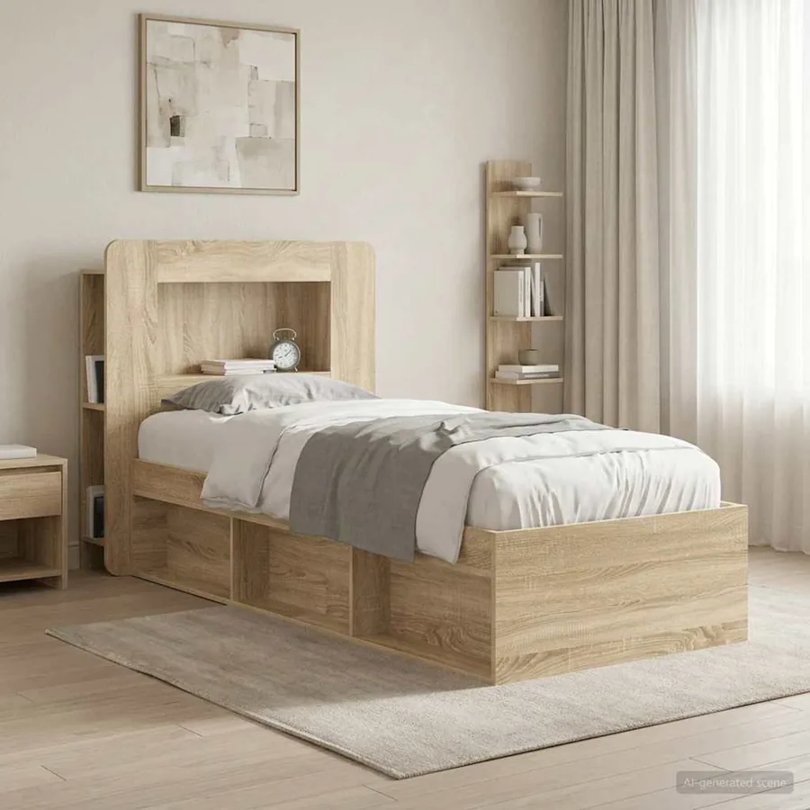 Cabinet de Tête de Lit avec stockage Bois d’ingénierie