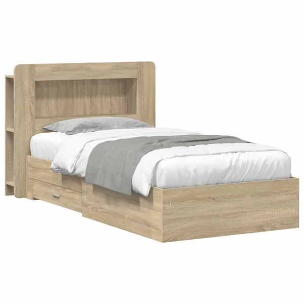 Cadre de lit avec rangement Chêne Sonoma 75 x 190 cm