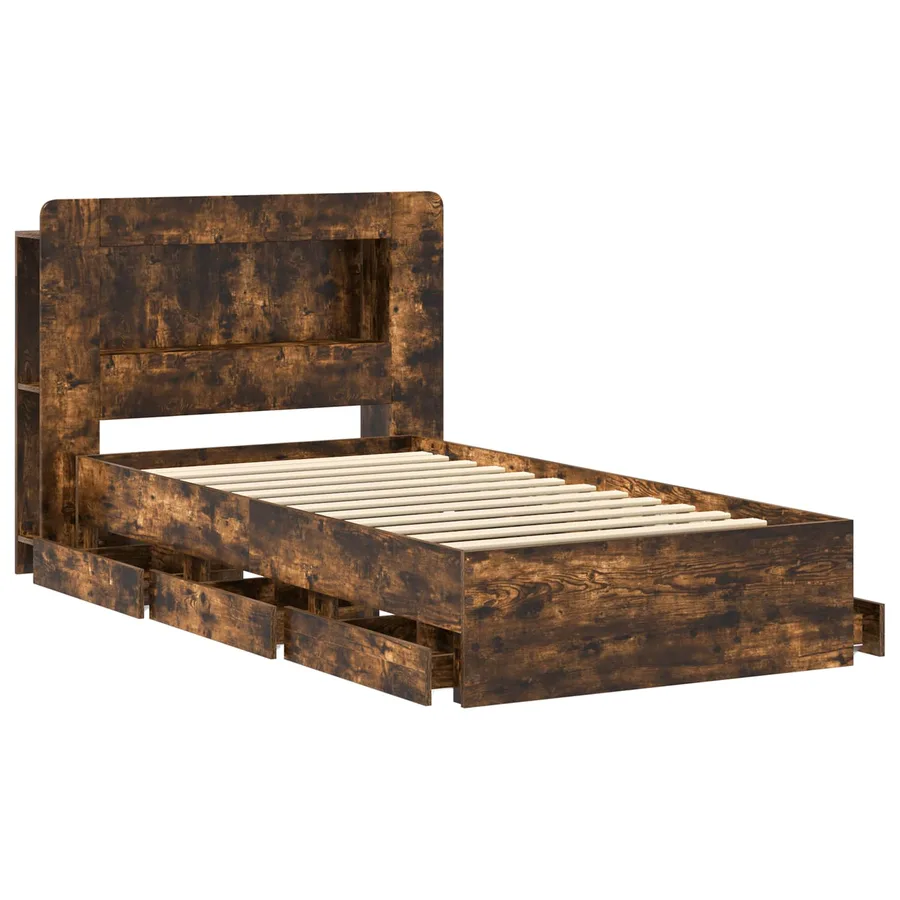 Cadre de lit avec rangement Chêne fumé 75 x 190 cm - 4