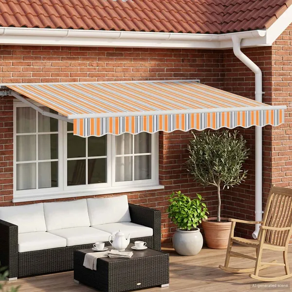 Auvent rétractable électrique Orange, Gris, Bleu, Blanc