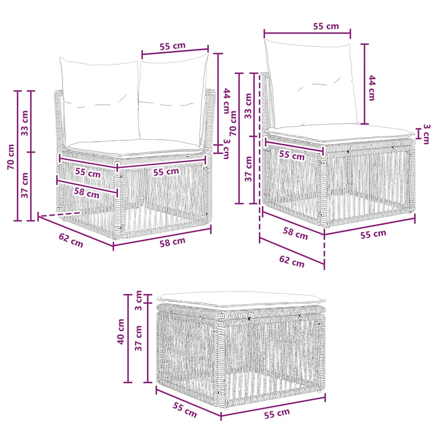Ensemble de canapé de jardin 4 pcs Beige polyrotin - 8
