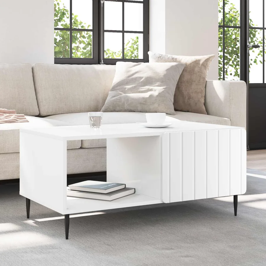 Table basse Blanc 90 x 50 x 40 cm Bois d'ingénierie