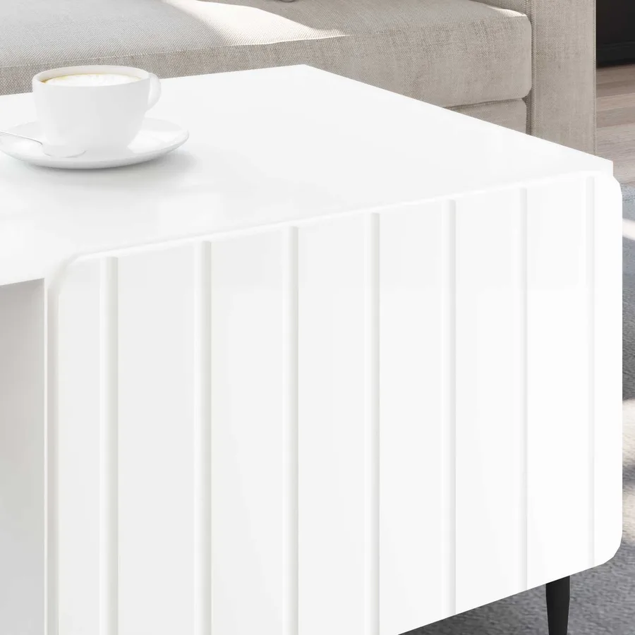 Table basse Blanc 90 x 50 x 40 cm Bois d'ingénierie - 4