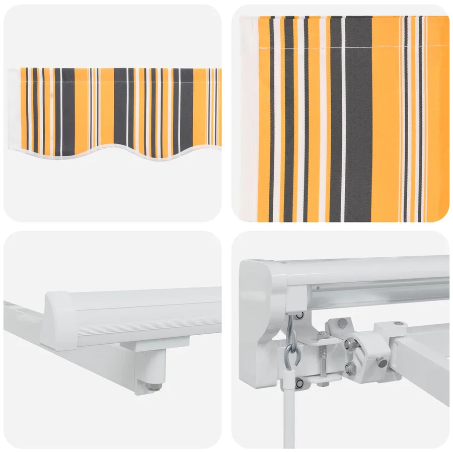 Auvent rétractable manuel Jaune, Gris et Blanc 4,5 × 3 m - 7