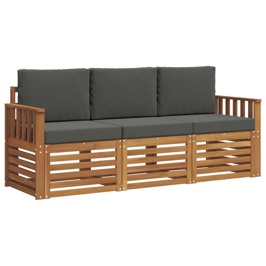 Ensembles de canapés avec coussin 3 pcs Naturel et Anthracite - 2