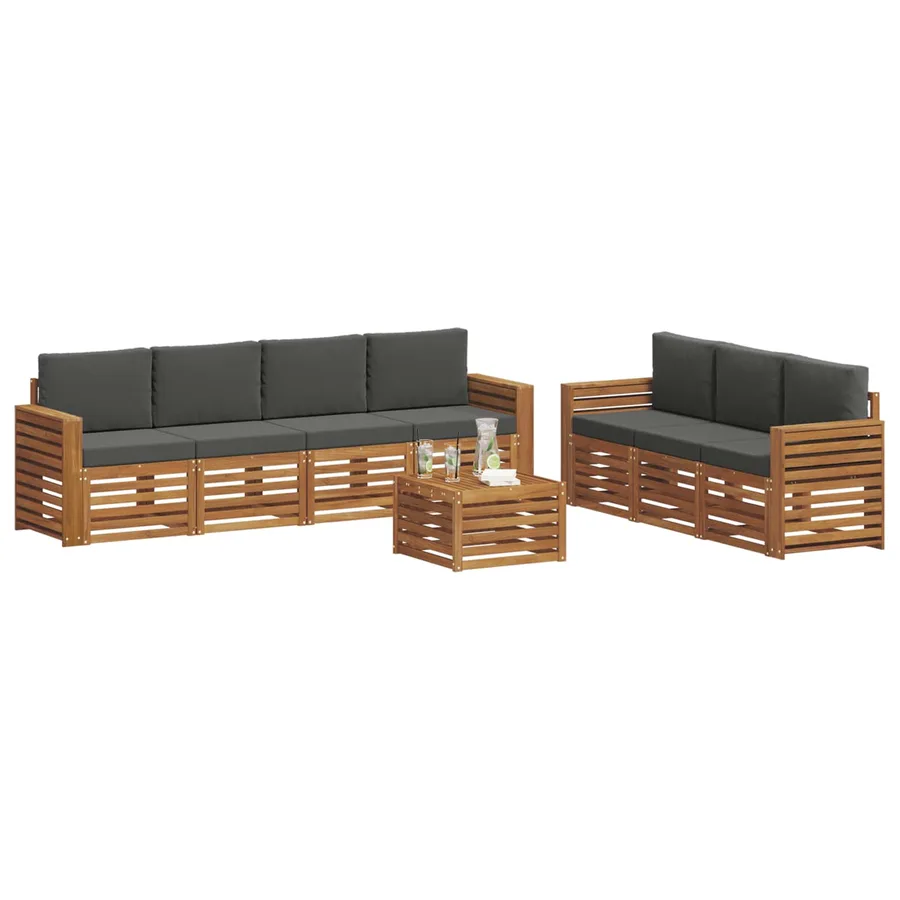 Ensembles de canapés avec coussin 8 pcs Naturel et Anthracite - 3