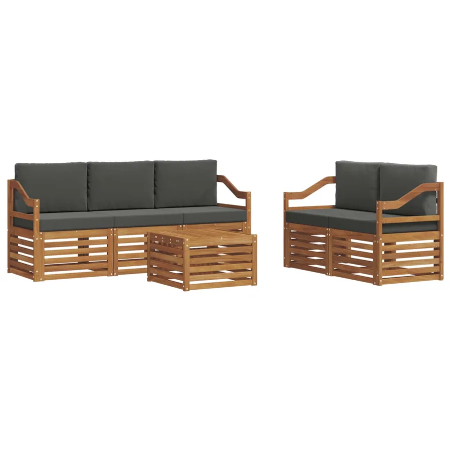 Ensembles de canapés avec coussin 6 pcs Naturel et Anthracite - 2