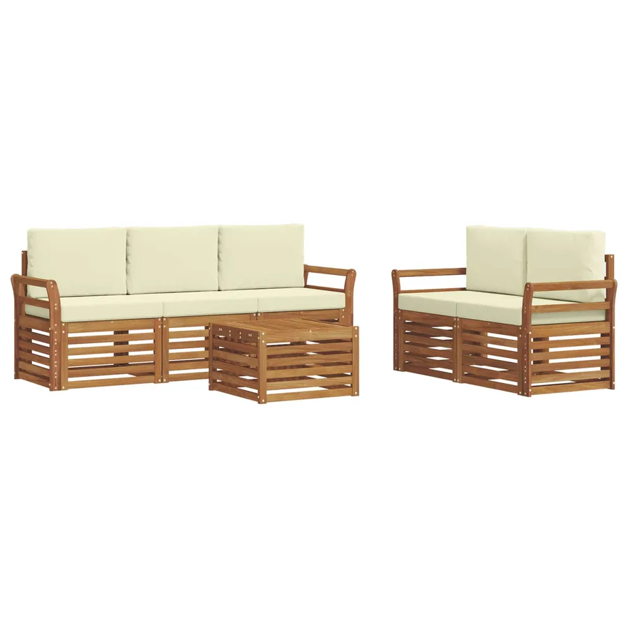 Ensembles de canapés avec coussin 6 pcs Naturel et Crème - 2