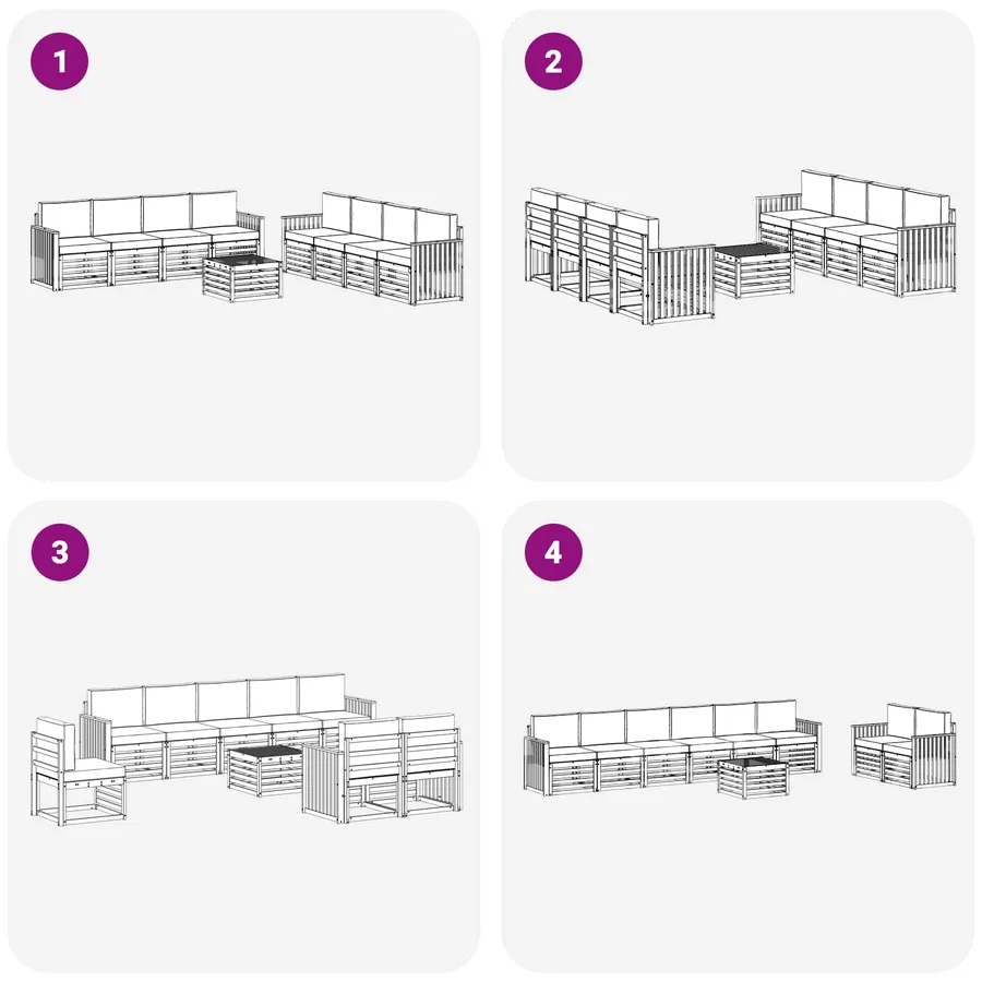 Ensembles de canapés avec coussin 9 pcs Naturel et Crème - 7