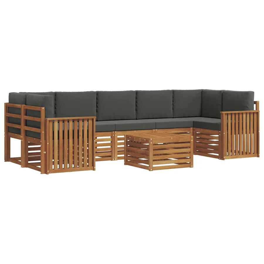 Ensemble de canapés d'extérieur 8 pcs Naturel et Anthracite - 2
