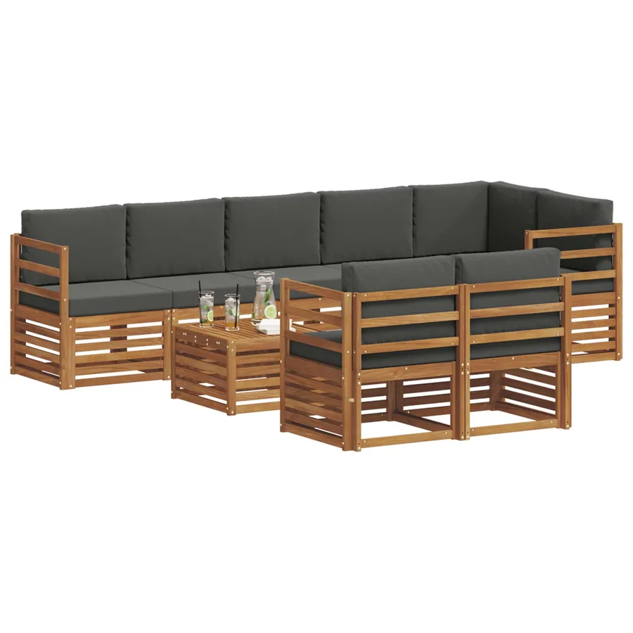 Ensembles de canapés avec coussin 9 pcs Naturel et Anthracite - 3