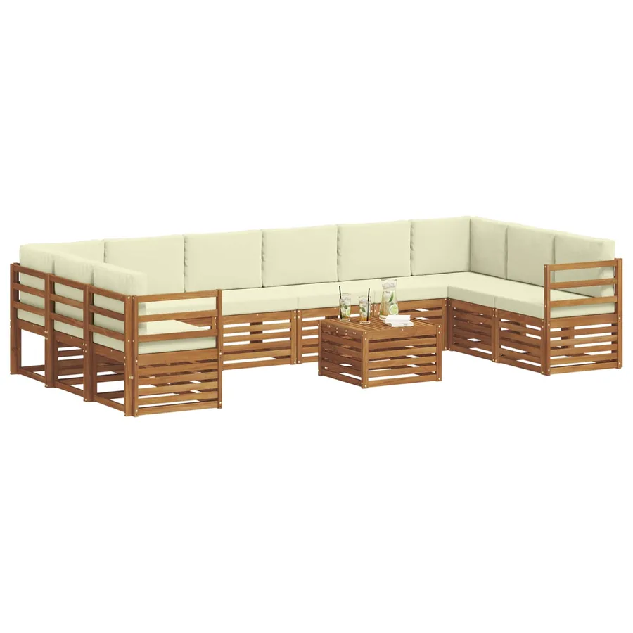 Ensemble de canapés d'extérieur 11 pcs Naturel et Crème - 3