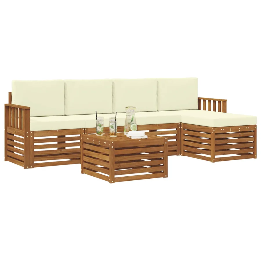 Ensemble de canapés d'extérieur 6 pcs Naturel et Crème - 3
