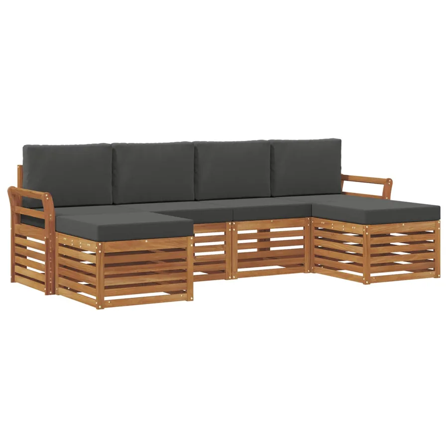 Ensembles de canapés avec coussin 6 pcs Naturel et Anthracite - 2