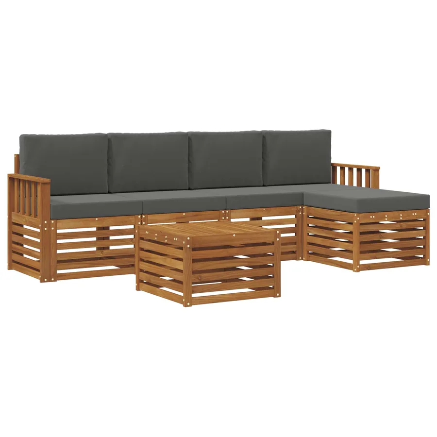 Ensemble de canapés d'extérieur 6 pcs Naturel et Anthracite - 2