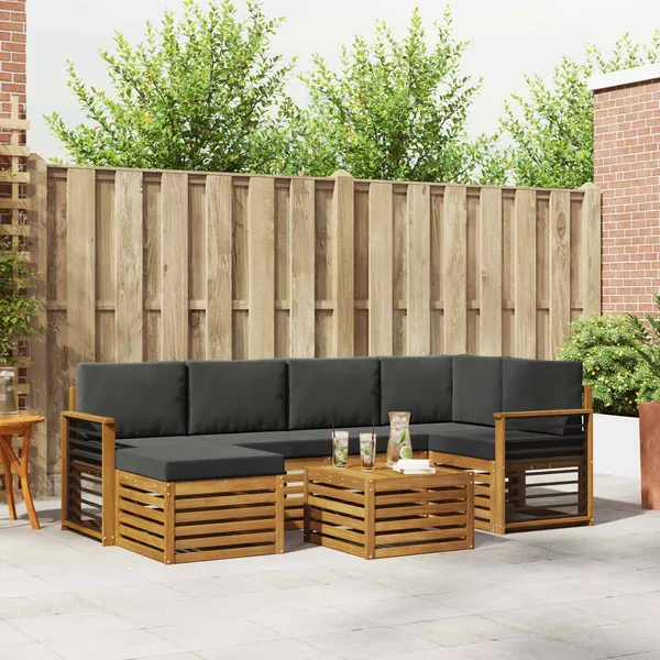 Ensemble de canapé d'angle 7 pcs Naturel et Anthracite
