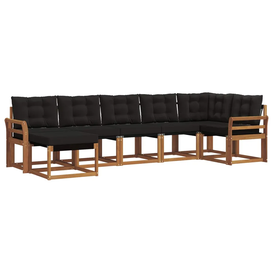 Ensemble de canapés d'extérieur 7 pcs Naturel et Noir - 2