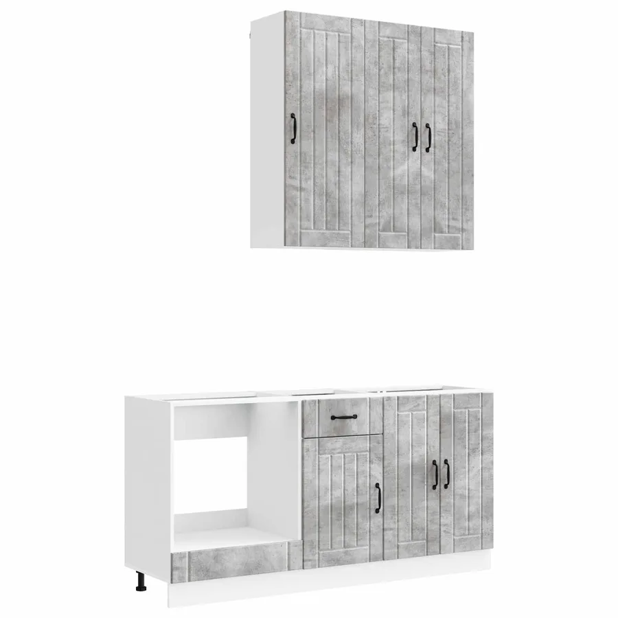 Unité de cuisine LUCCA 5 pcs Gris béton Bois d'ingénierie - 2