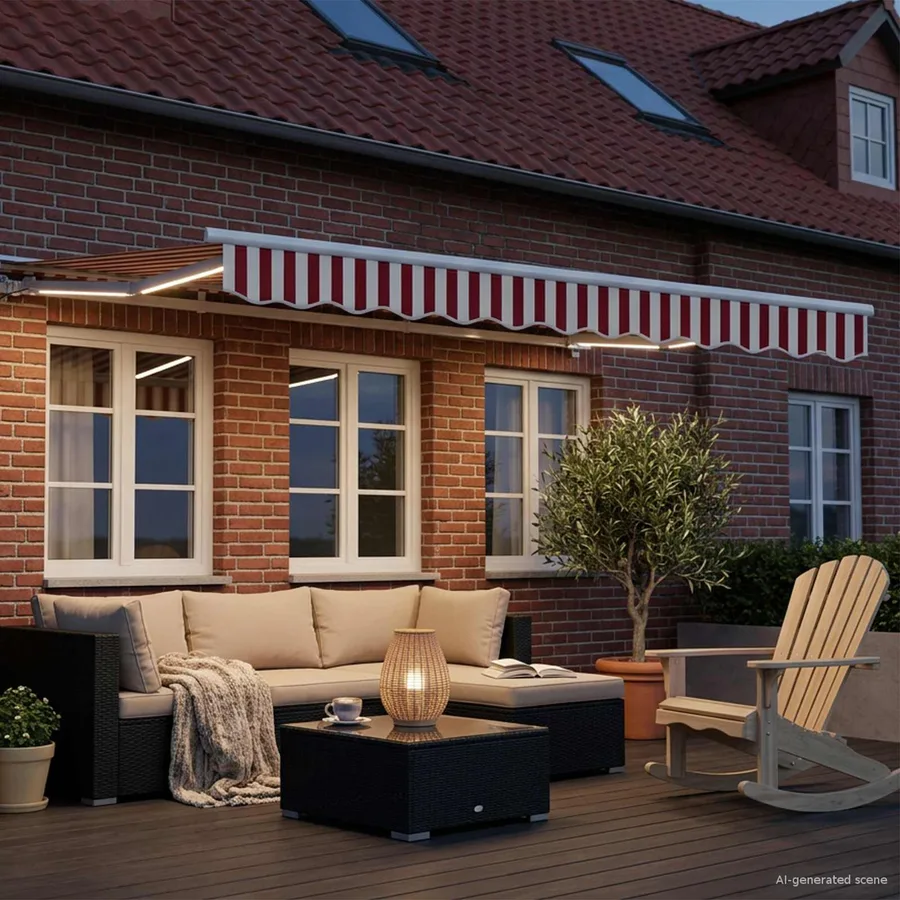 Cadre de store manuel avec LEDs Rouge et Blanc 3 x 2,5 m - 3