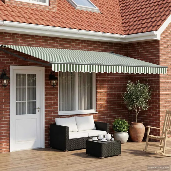 Auvent rétractable électrique Vert, Blanc, Anthracite 4 × 3 m