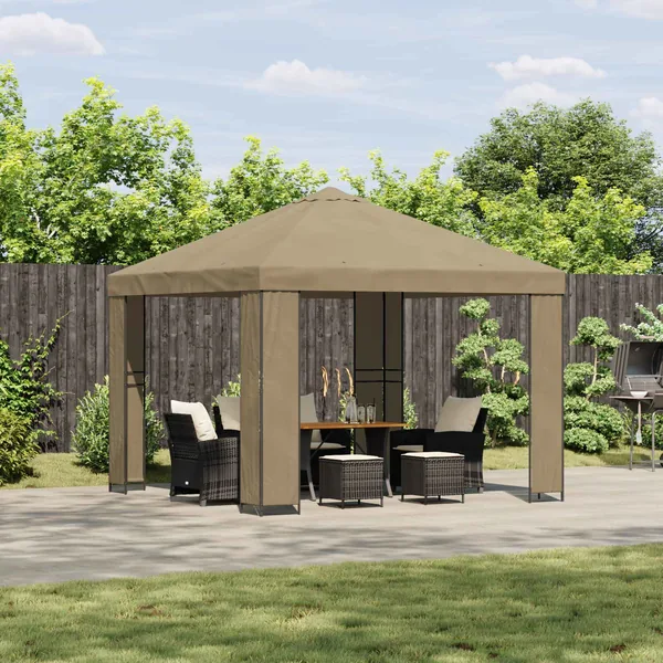 Pavillon 3 x 3 m Beige Polyester et Acier 190 gsm