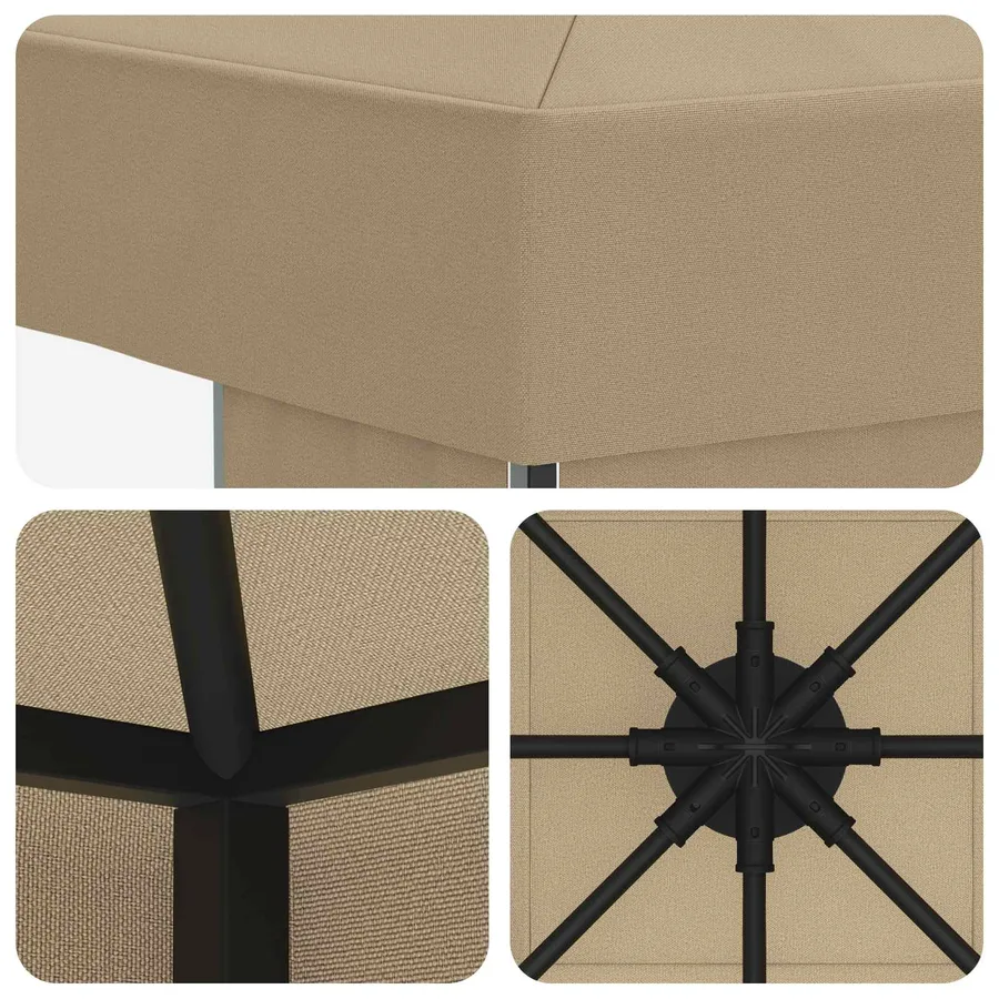 Pavillon 3 x 3 m Beige Polyester et Acier 190 gsm - 5