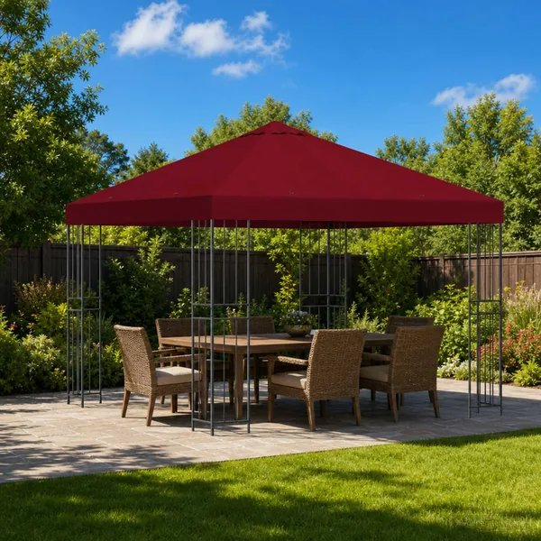 Pavillon 3 x 3 m Bordeaux Polyester et Acier 190 gsm