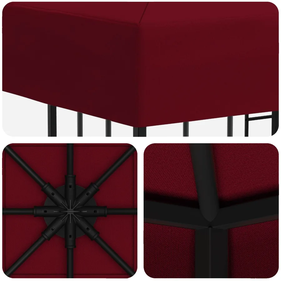 Pavillon 3 x 3 m Bordeaux Polyester et Acier 190 gsm - 5