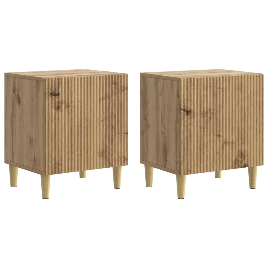 Cabinet de chevet 2 pc Chêne artisanal 43 x 34,5 x 50 cm - 2