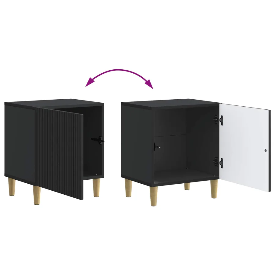Cabinet de chevet Noir 43 x 34,5 x 50 cm Bois d'ingénierie - 10