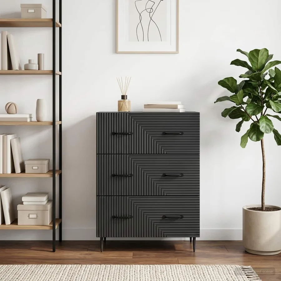 Armoire à tiroirs Noir 66 x 34,5 x 89,5 cm Bois d'ingénierie