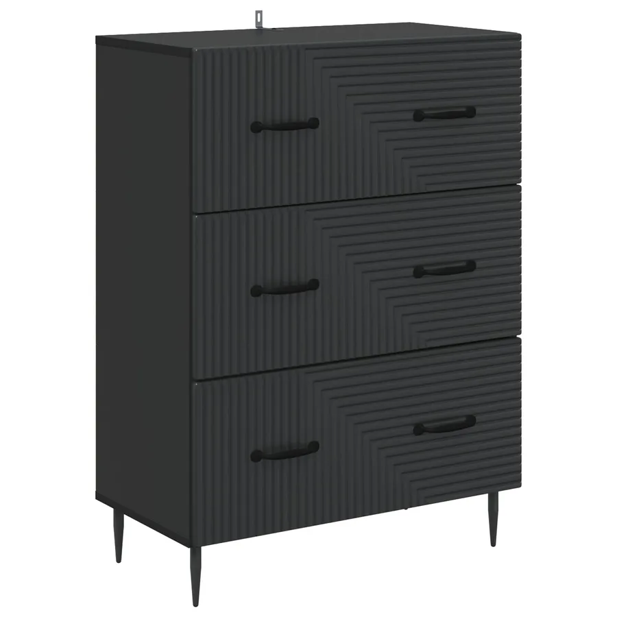 Armoire à tiroirs Noir 66 x 34,5 x 89,5 cm Bois d'ingénierie - 2