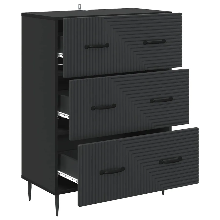 Armoire à tiroirs Noir 66 x 34,5 x 89,5 cm Bois d'ingénierie - 5