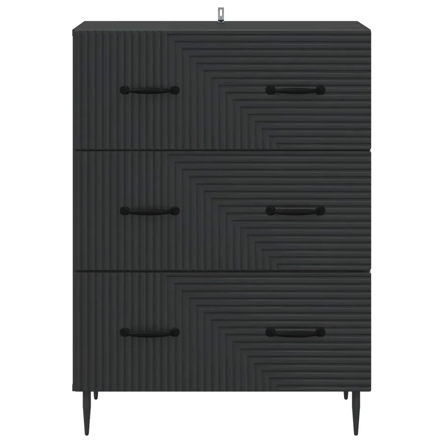 Armoire à tiroirs Noir 66 x 34,5 x 89,5 cm Bois d'ingénierie - 6