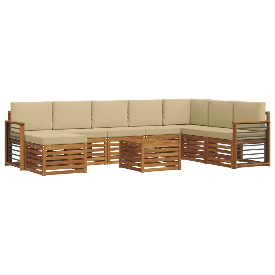 Ensemble de canapés d'extérieur 9 pcs Naturel et Beige - 2