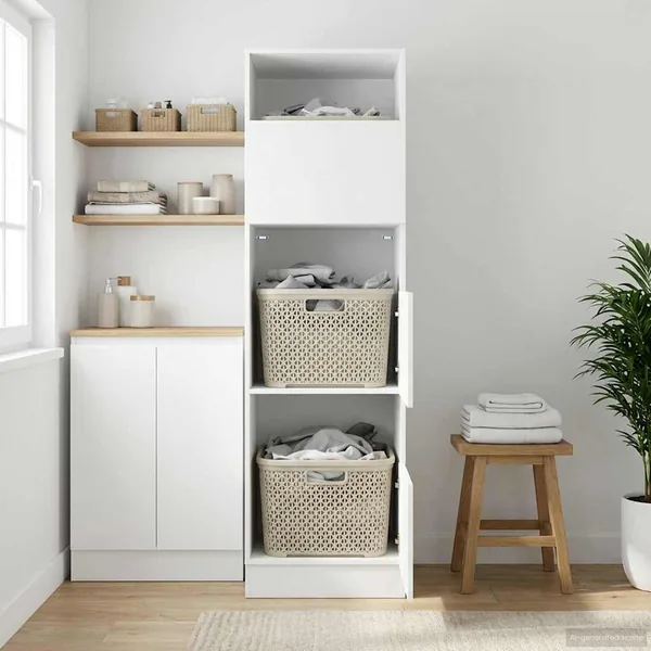 Armoire à Laver Chêne noir 50 x 68 x 162 cm Bois d'ingénierie