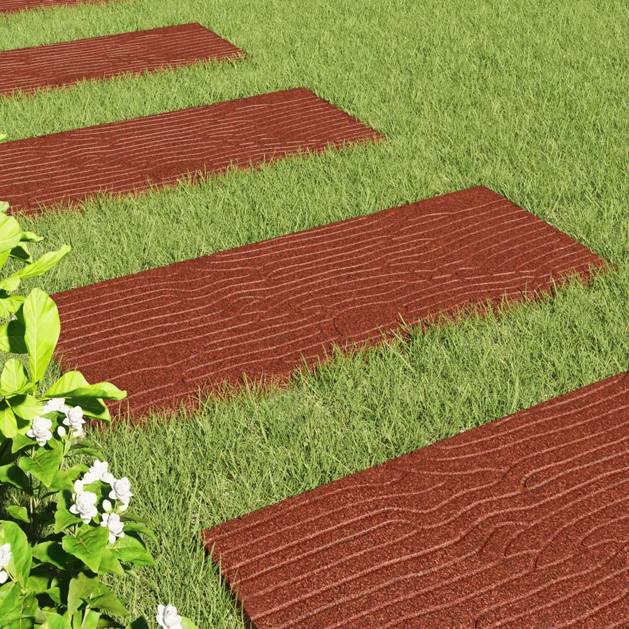 Pierre de marchage 6 pcs Rouge 60,5 x 25 x 2 cm Caoutchouc - 3