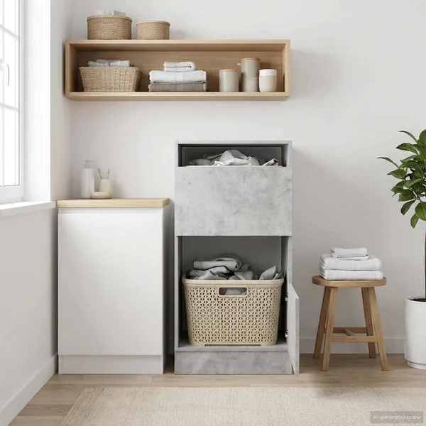 Armoire à Laver avec stockage Béton Bois d'ingénierie