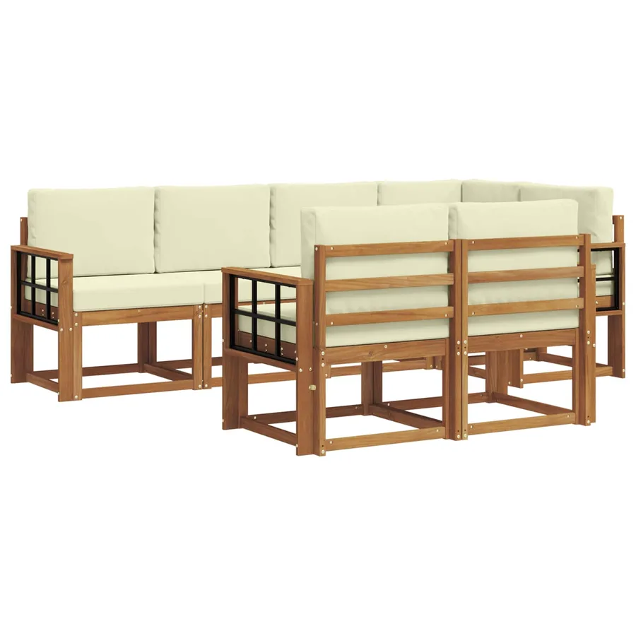 Ensemble de canapés d'extérieur 7 pcs Naturel et Crème - 2