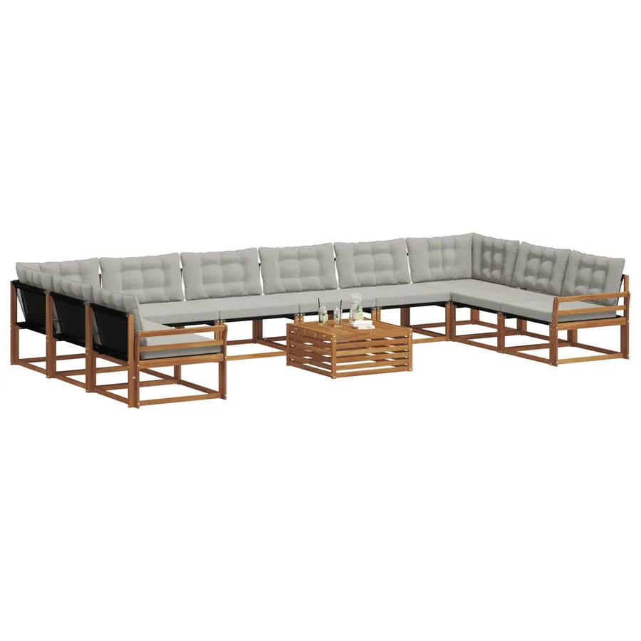 Ensemble de canapés d'extérieur 11 pcs Gris Naturel et Clair - 3