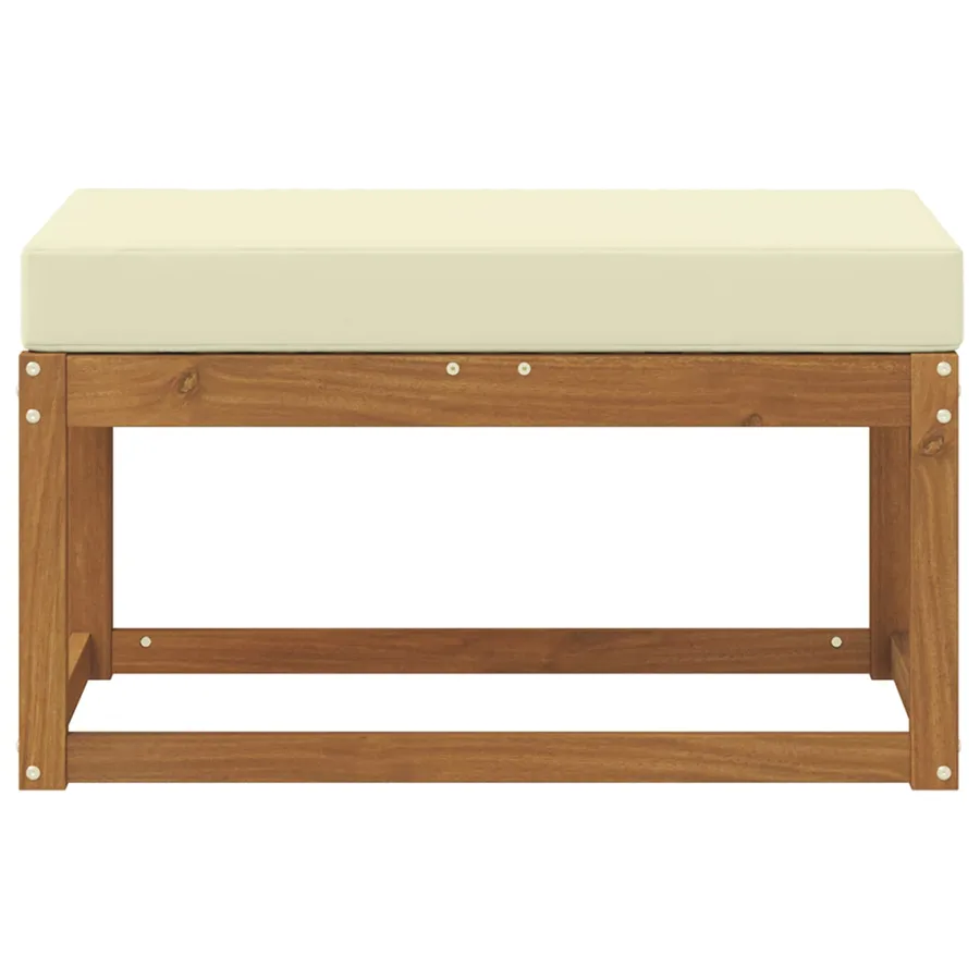 Banc de jardin avec coussin Naturel et Crème 79 x 43 x 37 cm - 3